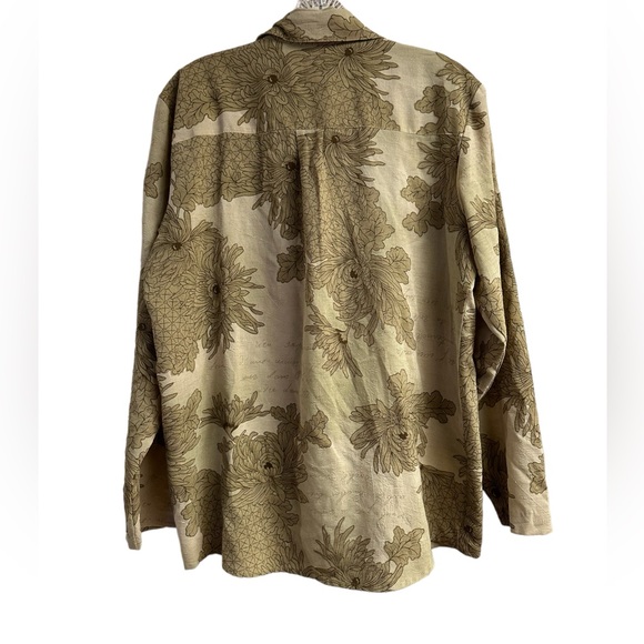 Ruby Rd Fall Button Down Top Khaki Jungle Safari Earthy Long Sleeve Size 10 - Picture 8 of 16